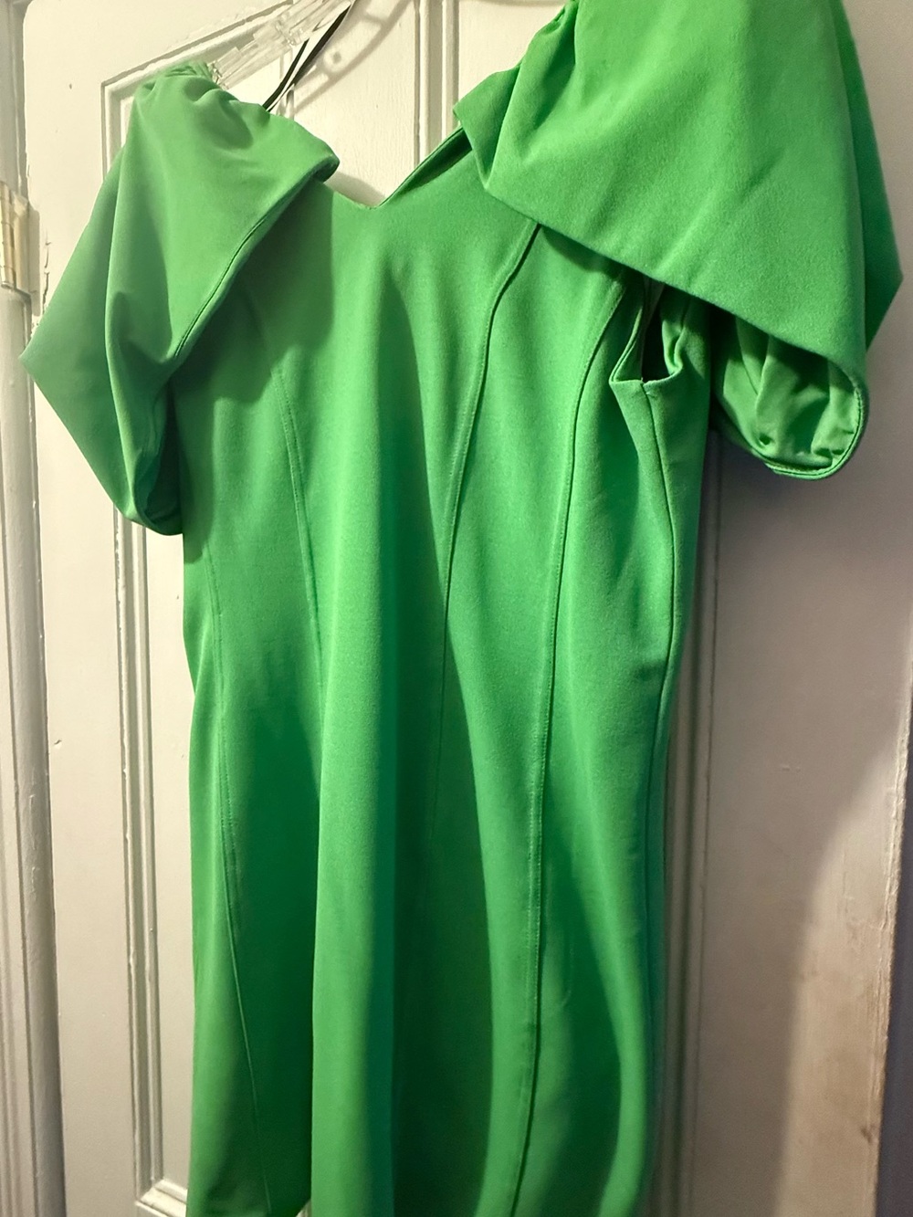 Vibrant Green H&M Bodycon Dress Vertical Seams Size XL
